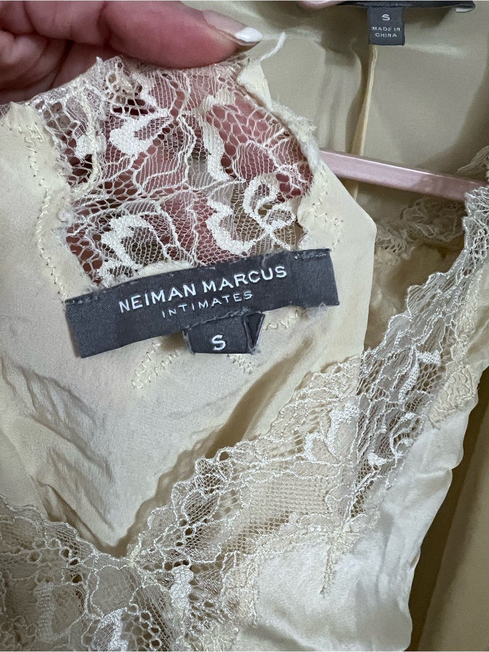 Neiman Marcus Cream Lace-Trim Satin Slip
